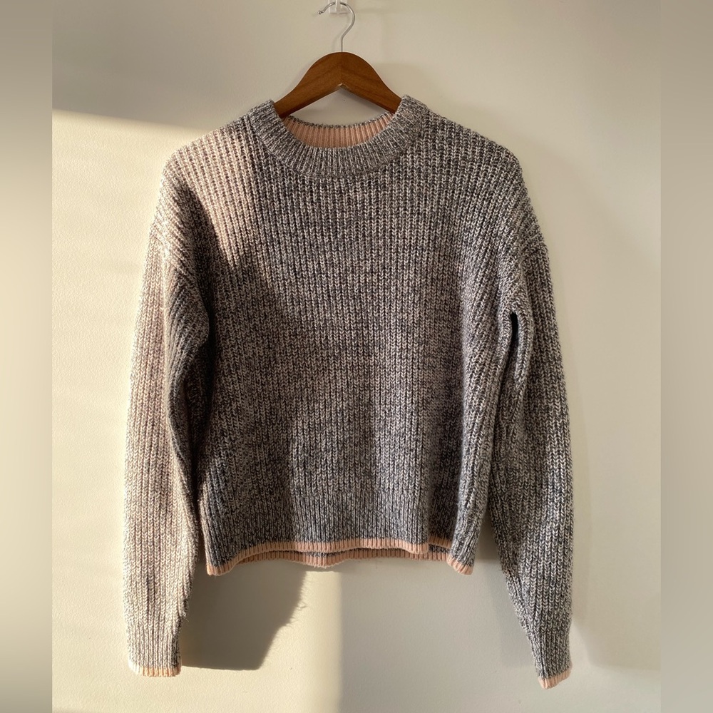 Topshop Heathered Gray Crew Neck Sweater